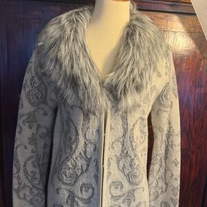 Chico’s  Elsa Icy Gray Wool Sweater Jacket